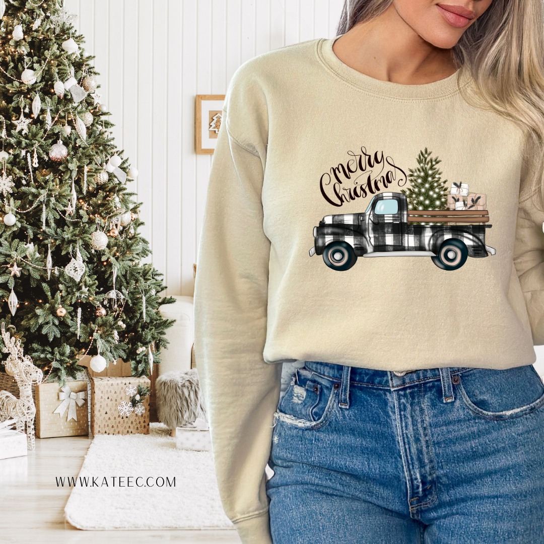 Buffalo Plaid Christmas Truck - Sweater