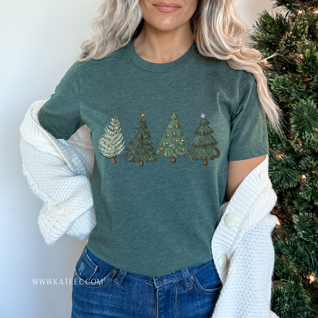 Green Christmas Trees - Tshirt