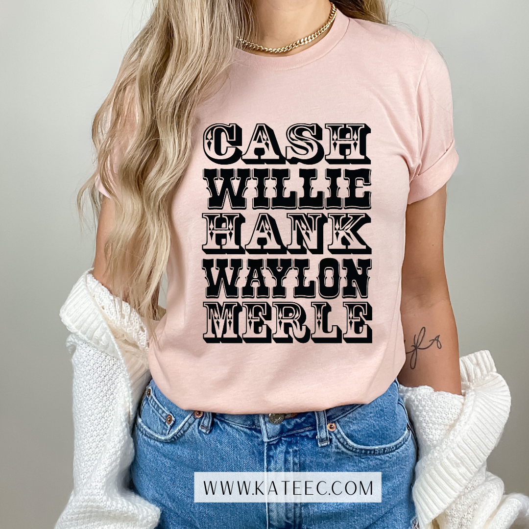 Cash, Willie, Hank, Waylon, & Merle - Tee