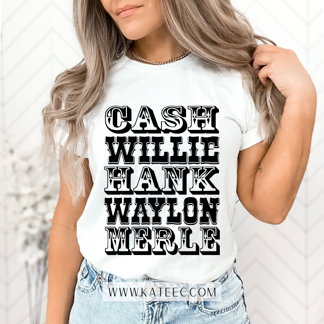 Cash, Willie, Hank, Waylon, & Merle - Tee